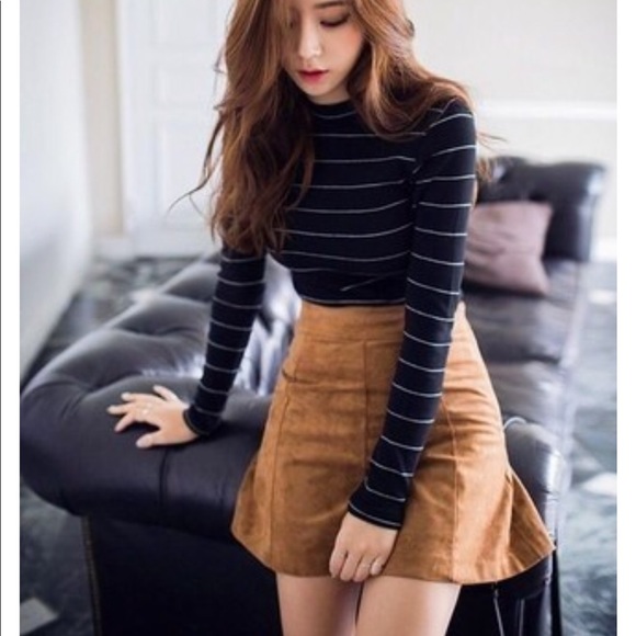 H&M Dresses & Skirts - GUC H&M Genuine Suede Tan Leather Mini Skirt